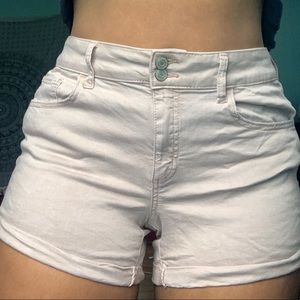 light salmon jean shorts